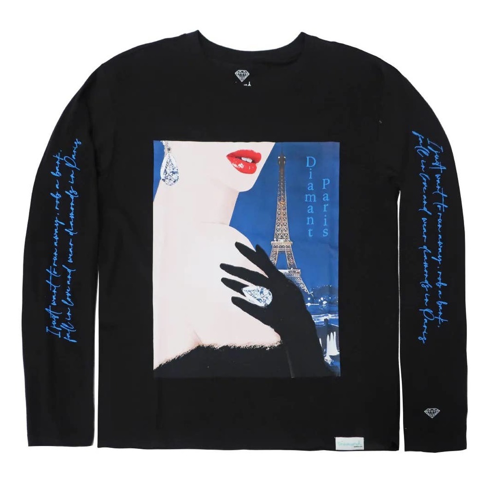 Diamond Supply Co. Men's Diamant Paris Long Sleeve Tee T-Shirt - Black